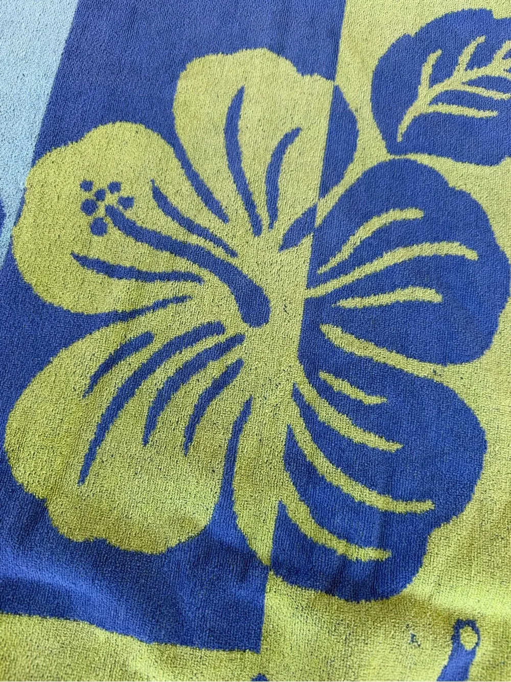 Kirkland Hawaiian Tiki Hibiscus Egyptian Cotton Lrg Beach Towel Blue Green 36x66